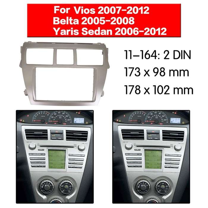 2x 2 Din Stereo Radio Dvd Player Frame Panel Trim for Toyota Vios