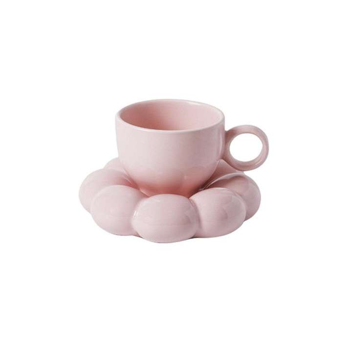 Nordic Flower Ceramic Coffee Cup Saucer Home Breakfast Tea Cup Set B