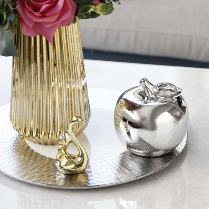 Ceramic Apple Figurines Ornaments Props Home Decoration-golden