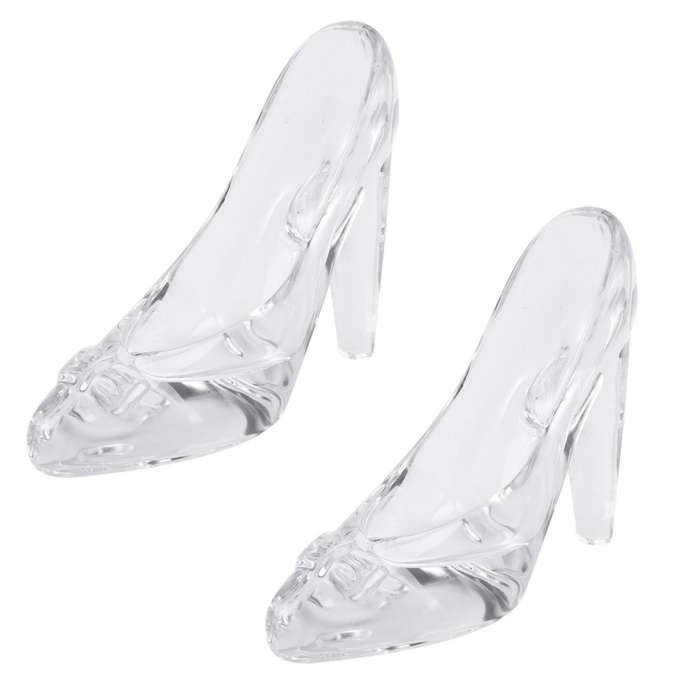 2x Crystal Shoes Glass Home Decor Cinderella High-heeled Shoes