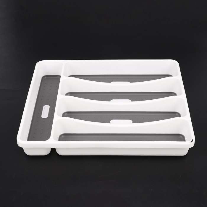 2x Large Gray Container 5 Compartments Storage Box for Tableware