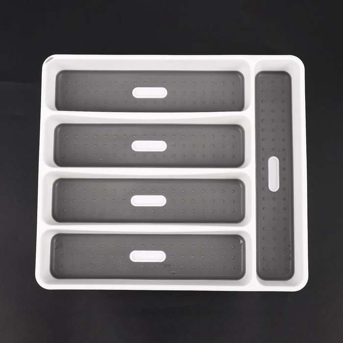 2x Large Gray Container 5 Compartments Storage Box for Tableware