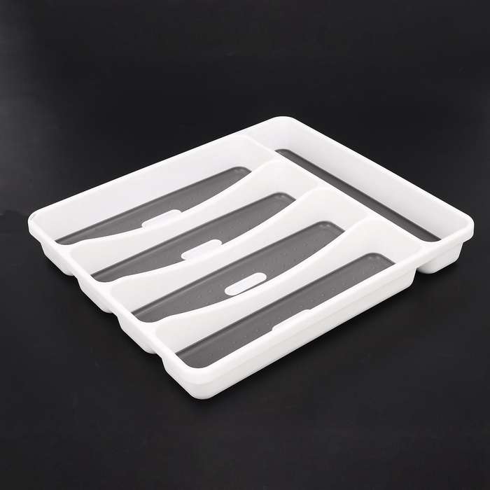 2x Large Gray Container 5 Compartments Storage Box for Tableware
