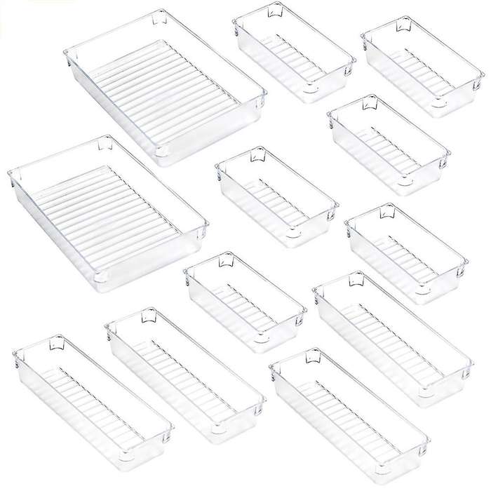12pcs Drawer Storage Box for Cosmetics Dressing Table Kitchen Office