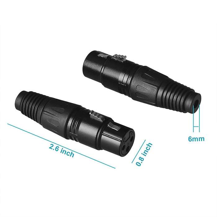 20 Pack Dmx 3 Pin Xlr Female Mic Cable Plug Connector Audio Socket