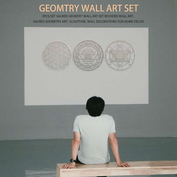 6pcs/set Sacred Geomtry Wall Art Set Wooden Wall Art, Sacred Geometry