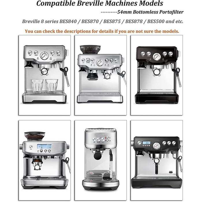 54mm 3-ear Bottomless Portafilter, Compatible for Breville Barista
