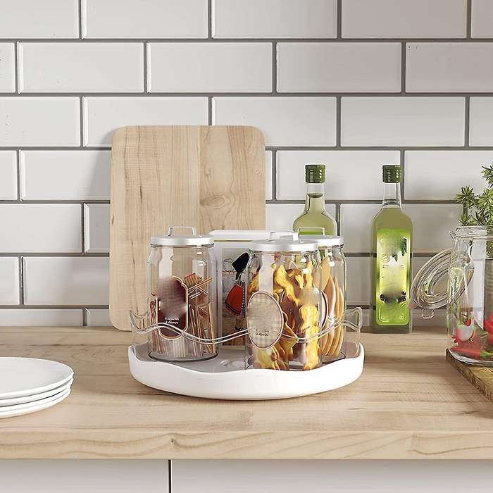 Lazy Susan, 2 Pack Non-skid Rotating Organizer, Round Plastic White