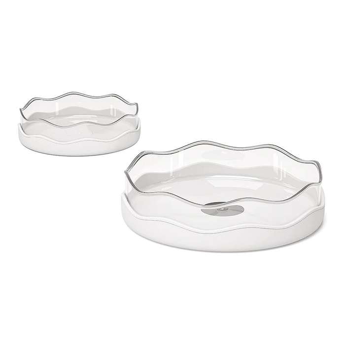 Lazy Susan, 2 Pack Non-skid Rotating Organizer, Round Plastic White