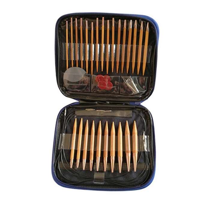 13 Pairs Knitting Needles Set Bamboo Circular Weaving Sewing Tools