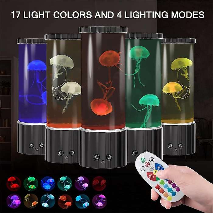Jellyfish Lamp, Led Jellyfish Tank Table Lamp with Remote Control