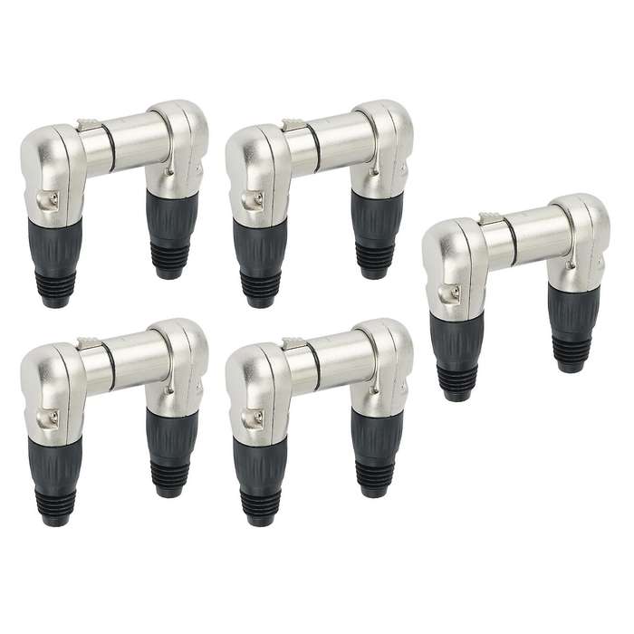 10pcs 3 Pins Xlr Connector Head 90 Degree Right Angle, Silver
