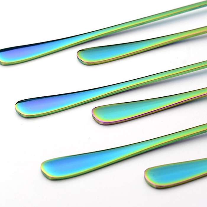 12pcs Stainless Steel Spoon,dessert/ice Cream/coffee Rainbow Spoon,a