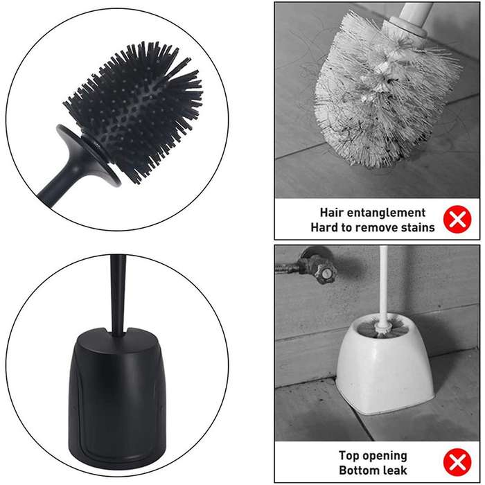 Toilet Brush with Holder, Silicone Brush Toilet Brush Cleaner