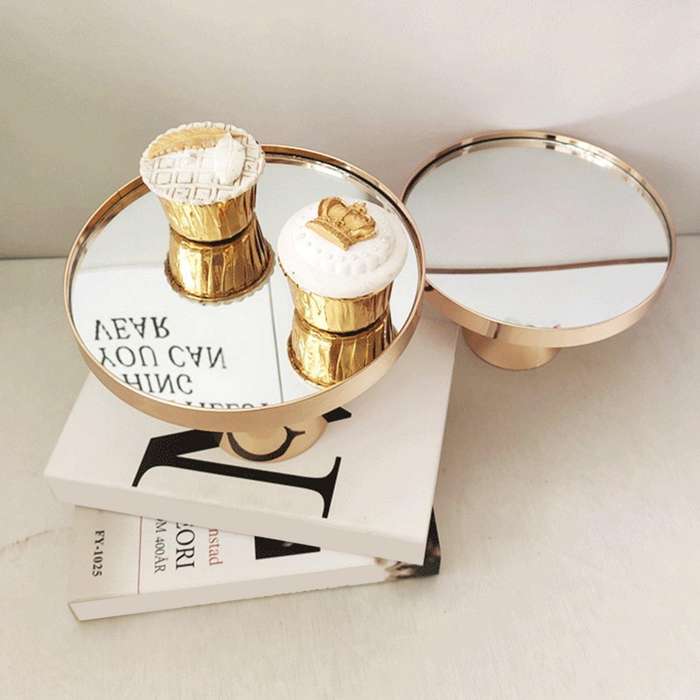Wedding Metal Cake Display Stand with Mirror Metal Fruit Plate H