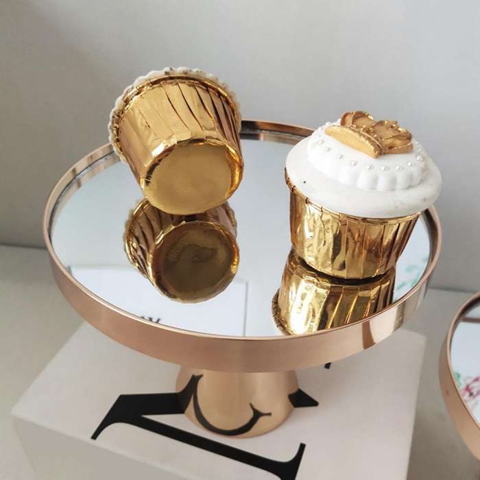 Wedding Metal Cake Display Stand with Mirror Metal Fruit Plate H