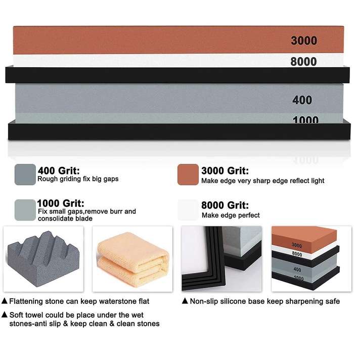 Complete Knife Sharpening Stone Set 400/1000 Grit Water Stone
