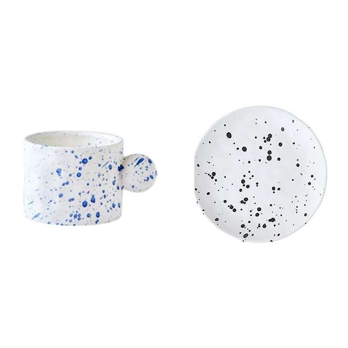 Breakfast Cup Hand-splashed Ink Mug Ceramic Cup and Saucer Gifts C