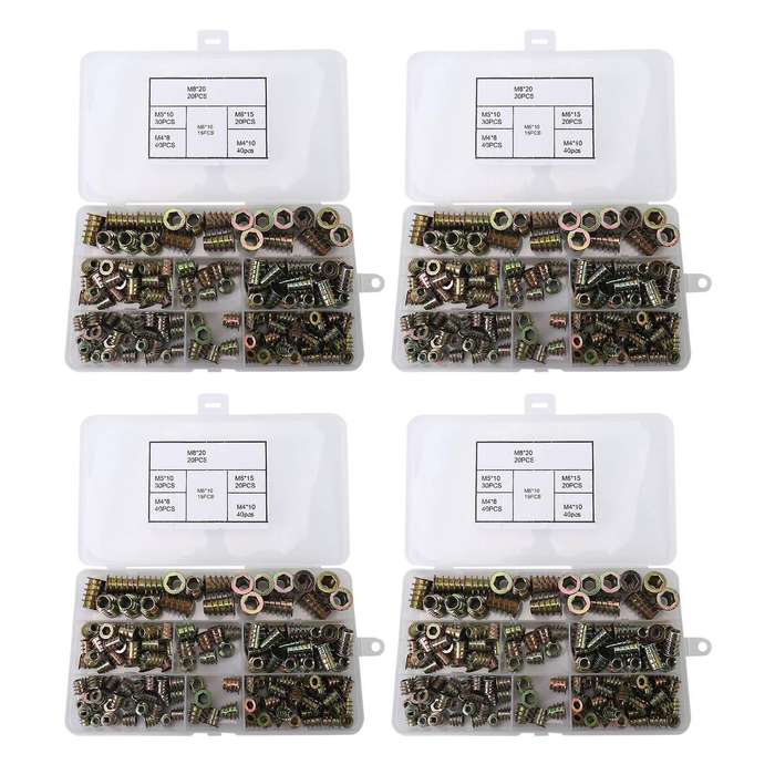Threaded Inserts Nuts, Wood Insert Assortment Tool Kit, (165 Pcs)