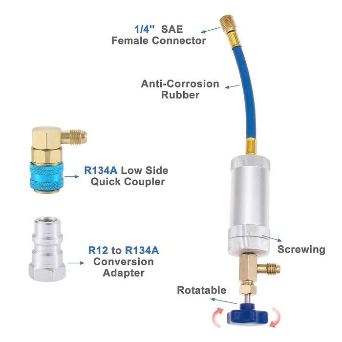 Air Conditioner A/c Oil Injector Tool with Gauge R12 R134a Adapter