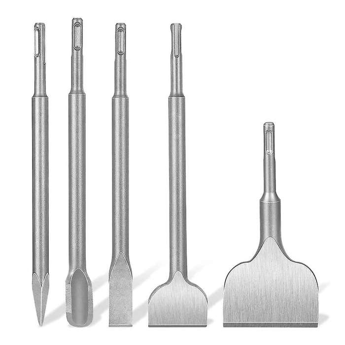 5-piece Chisel Set for Sds Plus, Pointed Chisel and U-shaped Chisel