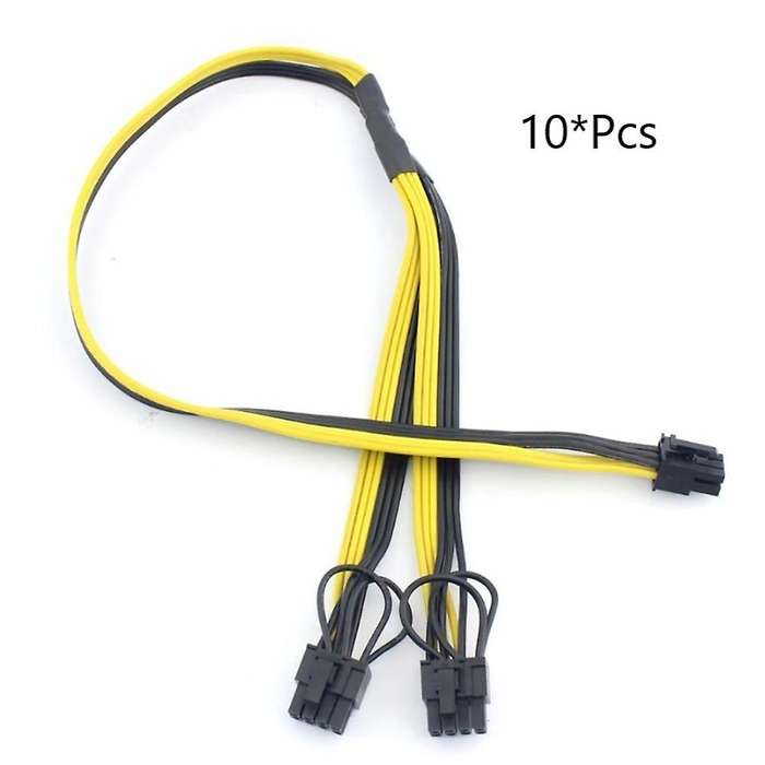 10pcs Pci-e Pcie 6pin to Dual 8pin 6+2pin Adapter Cable