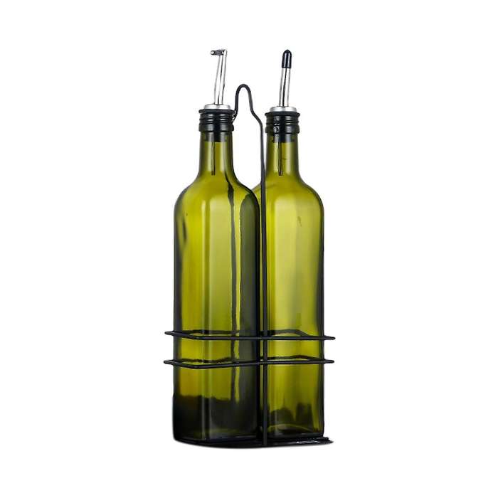 2 Pcs Glass Olive Oil Dispenser Bottle - 500ml Oil & Vinegar Cruet