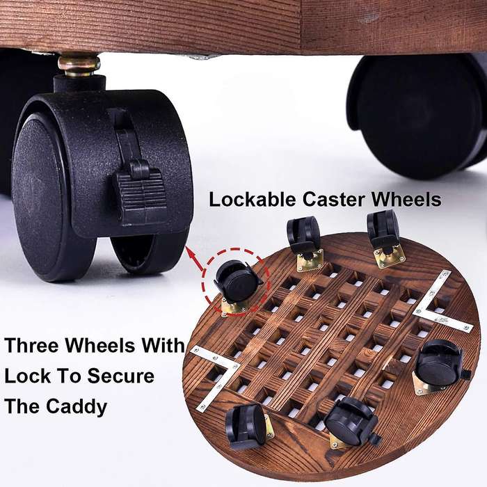 Wheels Round Flower Pot Rack Indoor Outdoor Planter Trolley