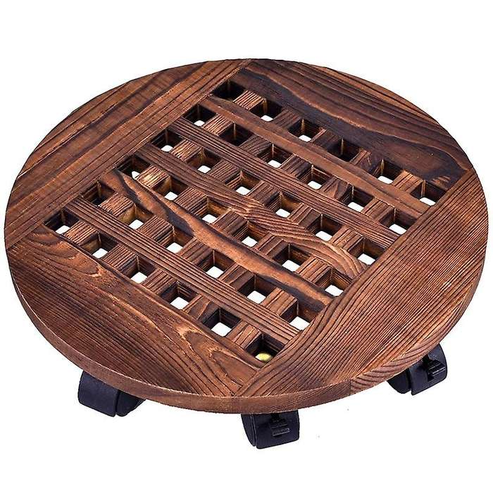 Wheels Round Flower Pot Rack Indoor Outdoor Planter Trolley