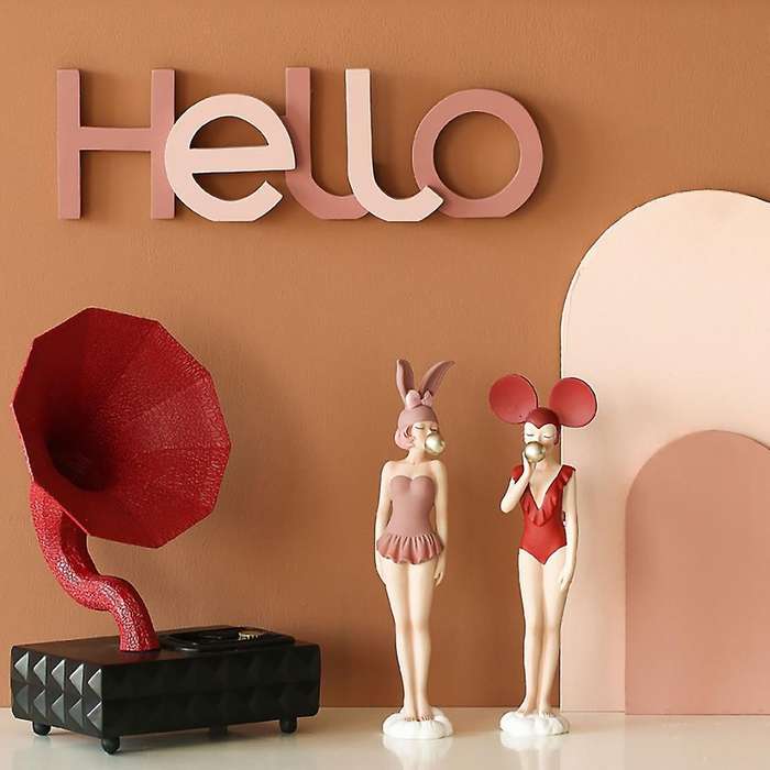 Bubble Girl Art Sculpture Abstract Rabbit Cat Ear Resin for Home 3
