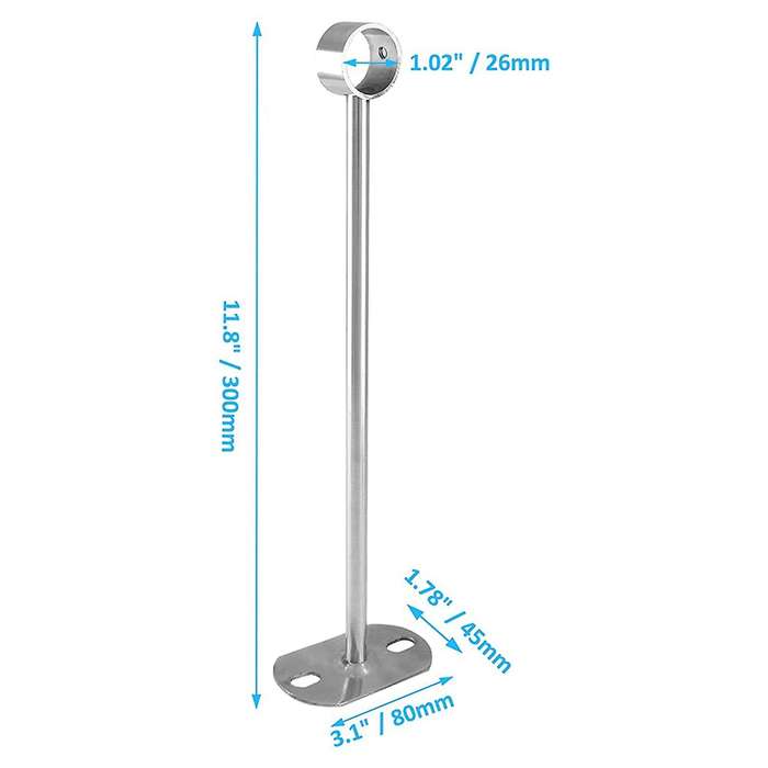 Ceiling-mount Bracket, Wardrobe Pipe Bracket, 25mm Dia, 2pcs(300mm)