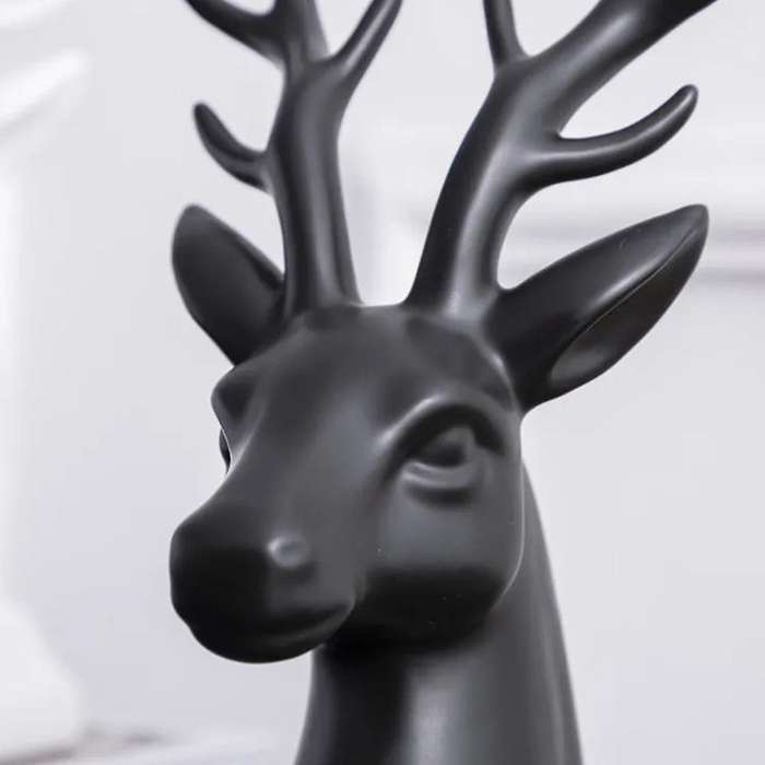 Creative Ceramic Sculptures Deer Figurine Home Decoration(black)
