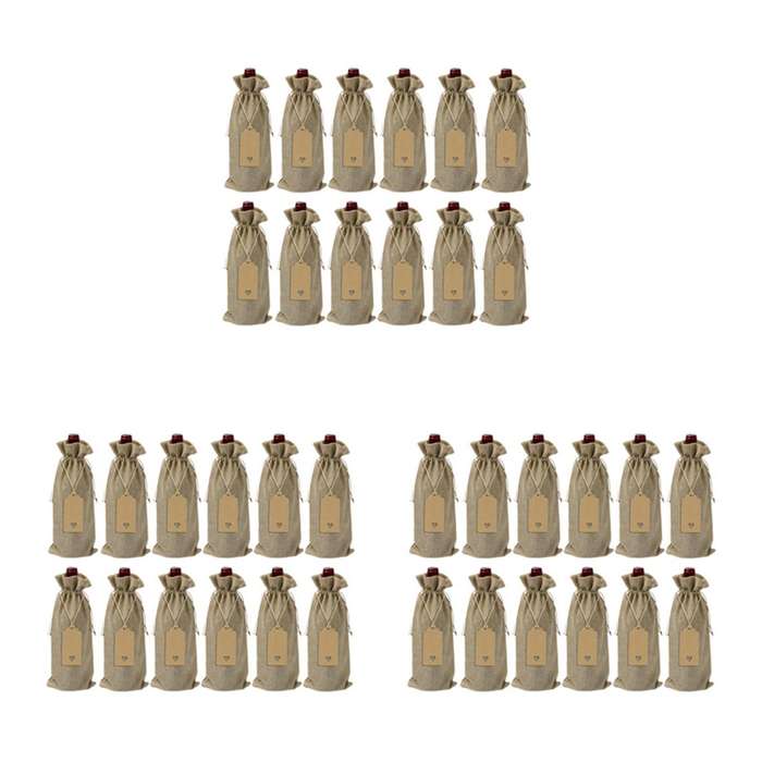 12 Pieces Burlap Wine Bags Jute Wine Bottle Bags