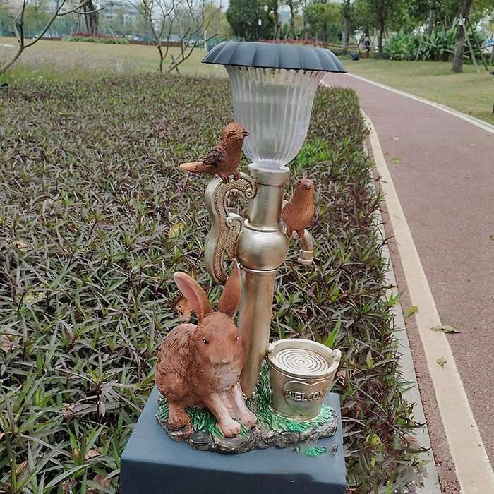 Outdoor Solar Resin Rabbit Shape Lights 7 Colorful Led Lawn Lights
