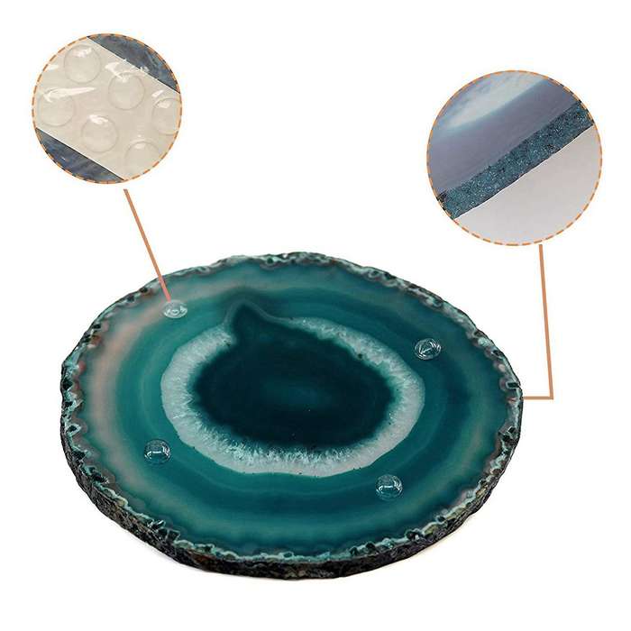 4pcs Agate Slice Blue Agate Coaster Teacup Tray Decorative Design