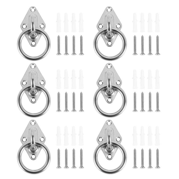 6pcs 80mmx50mm Mounting Hook with Round Ring Stainless Steel