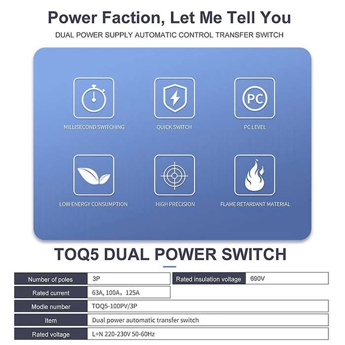 Din Rail 3p Ats Dual Power Automatic Transfer Switch Electrical 63a
