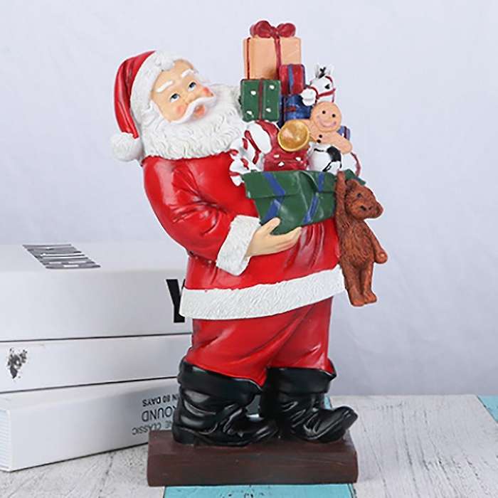 1pcs Santa Claus Sculpture Christmas Doll Resin Holiday Table Decor A