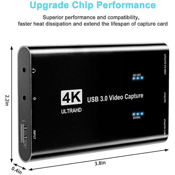 Video Capture Card 4k 1080p 60fps Game Capture Card, Zero-lag