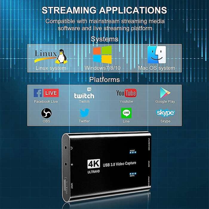 Video Capture Card 4k 1080p 60fps Game Capture Card, Zero-lag