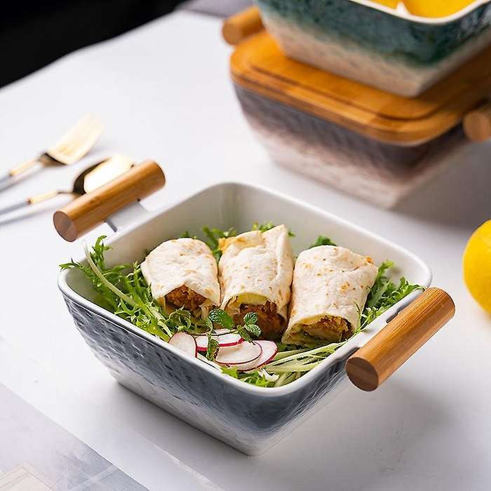 Bamboo Double Ear Anti-scalding Soup Bowl 1100 Ml with Wooden Lid 1