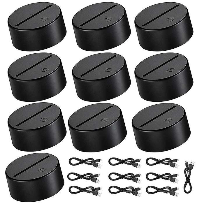 10 Pcs 7 Colors Touch Lamp Base 3d Night Led Light Lamp Base Black