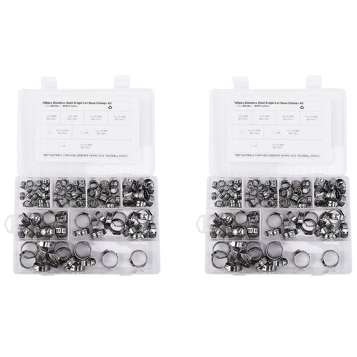 304 Stainless Steel Hose Clamp Classification Kit, 128 Pieces