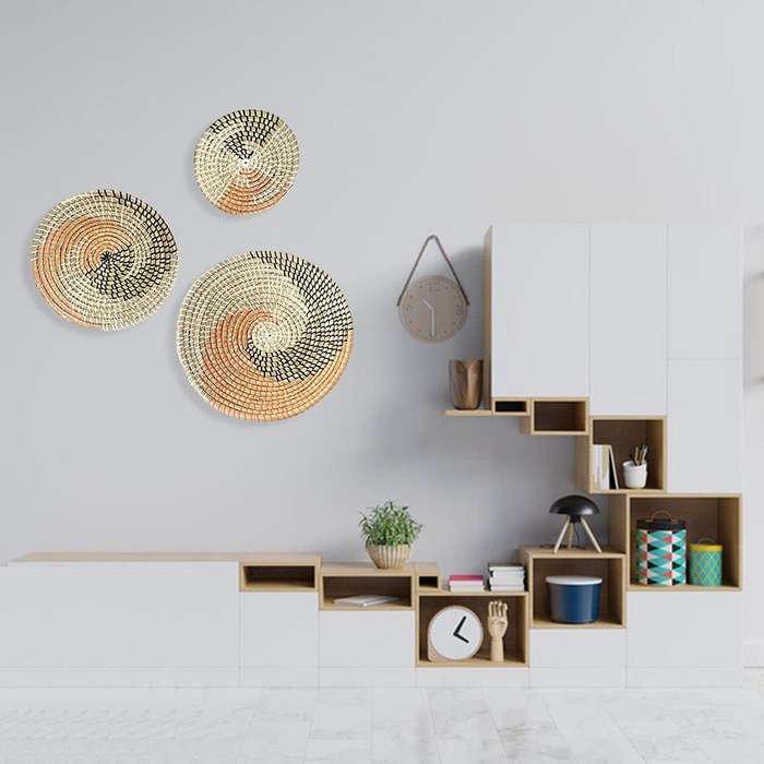 Wall Decor Seaweed Baskets Woven Seagrass Hanging Flat Baskets