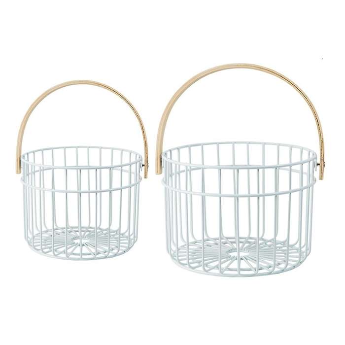 Iron Storage Basket with Handle Fruit Storage Basket Home Container B
