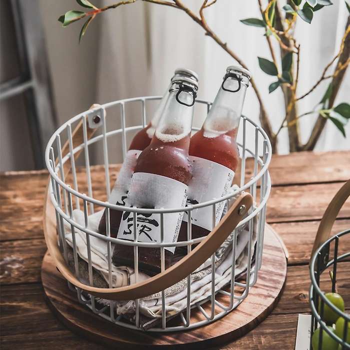 Iron Storage Basket with Handle Fruit Storage Basket Home Container A