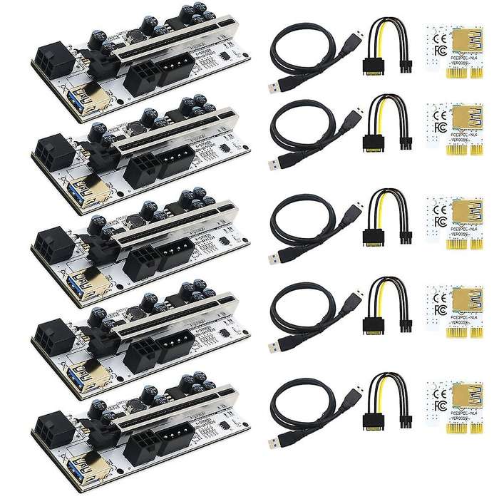 New Version 010-x Pcie Riser with Led for Gpu Btc Mining(5 Pcs)