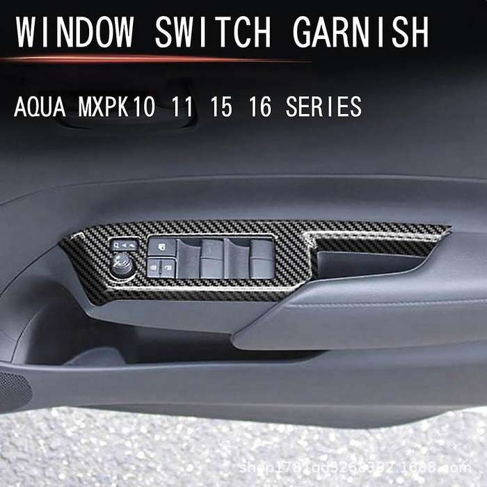 Carbon Fiber Window Lift Switch Trim for Toyota Aqua 2021 2022 Rhd