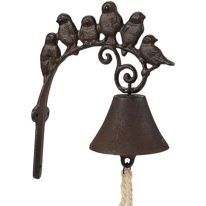Rustic Cast Iron Bird Doorbell Chime Indoor Outdoor Decor