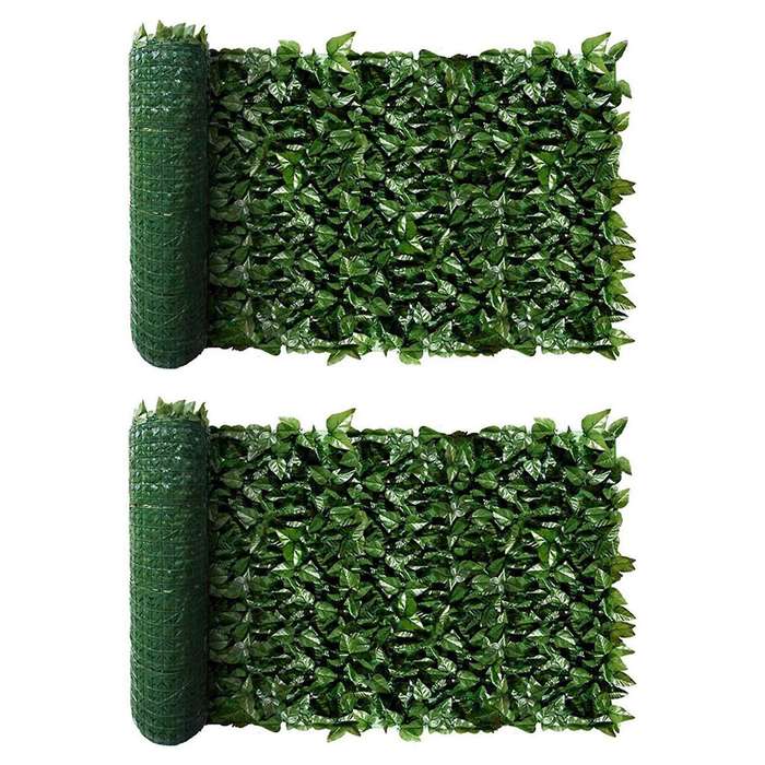 2x Fence Wall Decoration Artificial Green Leaves Fence, for Home
